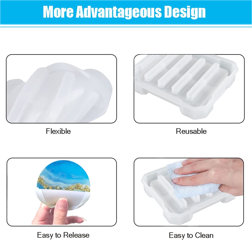 4-Piece Round Silicone Resin Coaster Molds Set with Unique Holder - DIY Epoxy Resin Casting Kit for Handmade Coasters, Cup Mats & Home Decor - Perfect for Crafting, Gift Making & Table Setting