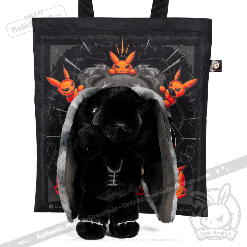 Plushie Dreadfuls Anxiety Rabbit Stuffed Animal - Black Limited Edition Emotional Support Toy for Stress Relief & Comfort