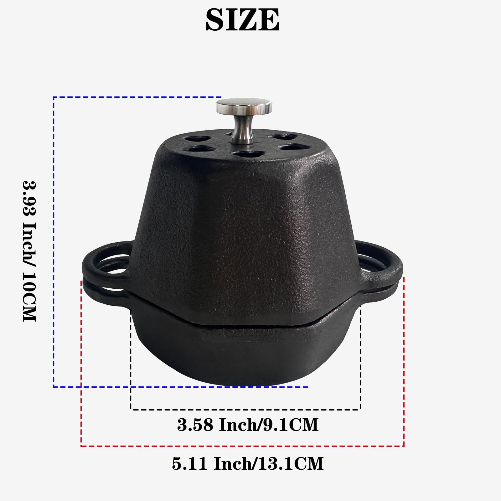 Premium Mini Dutch Oven & Cast Iron Smoker Garlic Roaster - Pre-Seasoned Cast Iron Garlic Baker with Lid for Oven, Grill, Stovetop - Perfect for Garlic Confit, Roasting, and Smoking - Ideal for Camping, Outdoor Cooking, and Home Kitchen Use