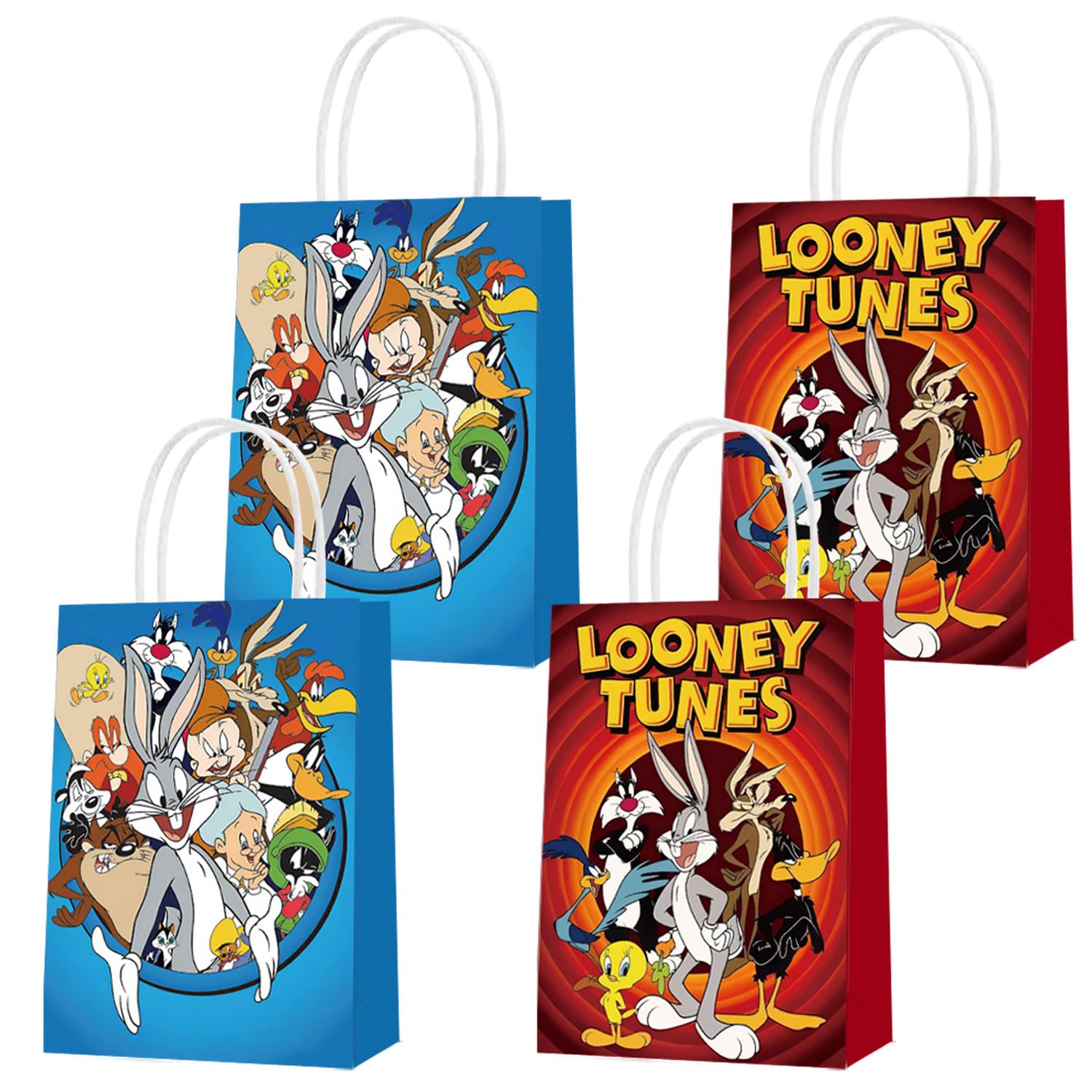 16-Piece Looney Tunes Party Favor Bags Set - 2 Styles with Handles for Birthday Party Decorations, Candy & Gift Bags - Perfect for Kids Birthday Parties, Baby Showers & Halloween Goodie Bags