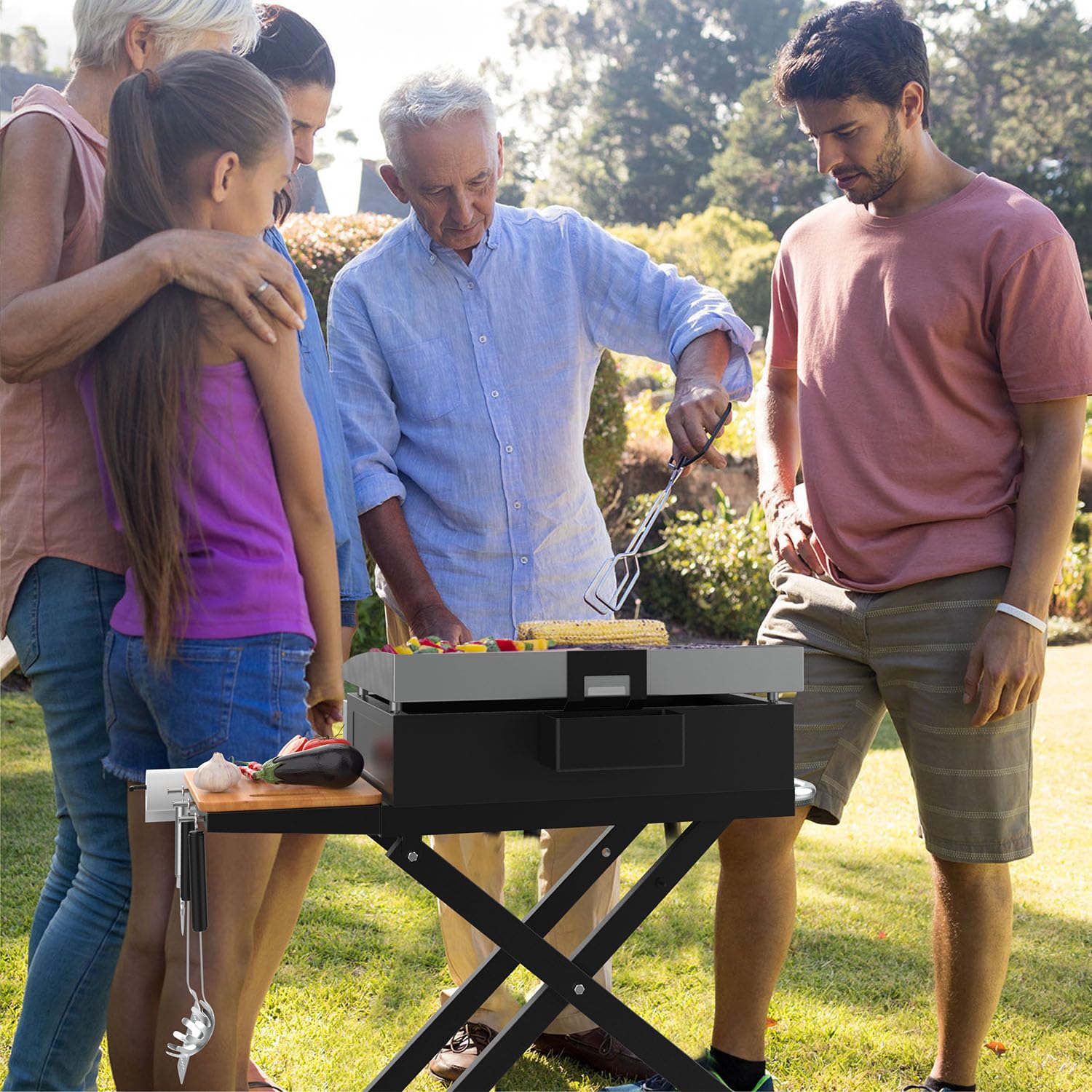 Heavy-Duty Foldable Griddle Stand for Blackstone 22 & 17 Inch Tabletop Grill - Portable Griddle Table with Wheels for Outdoor Cooking, Camping, BBQ & Tailgating - Perfect Grill Replacement Part & Dining Cart for Backyard, Patio & Picnic Use