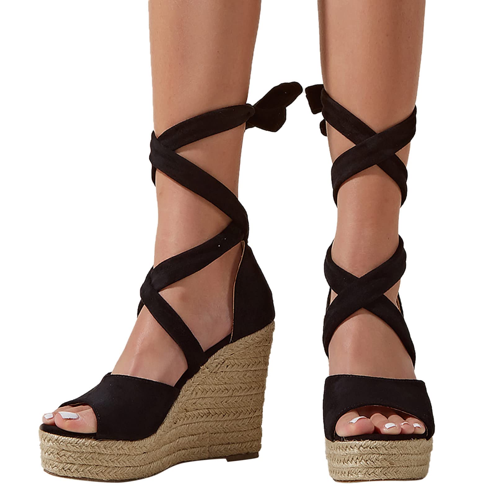 Women's Casual Roman Wedge Sandals - Black Size 41 | Comfortable Summer Walking Shoes for Ladies | Perfect for Beach, Vacation & Everyday Wear