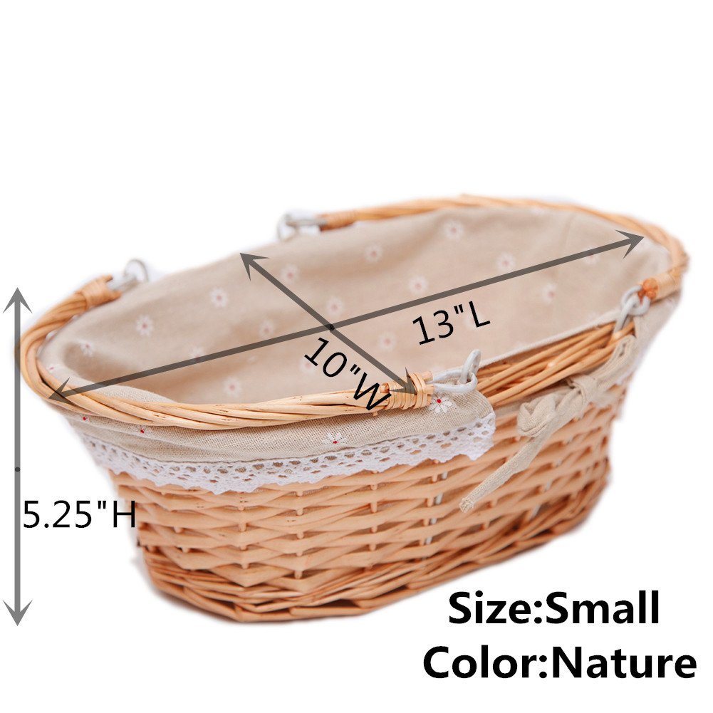 Oypeip Wicker Basket - Natural Willow Woven Oval Storage Basket with Handle for Picnic, Easter, Wine, Egg Gathering & Wedding - Perfect for Home Decor, Gift Giving & Outdoor Activities