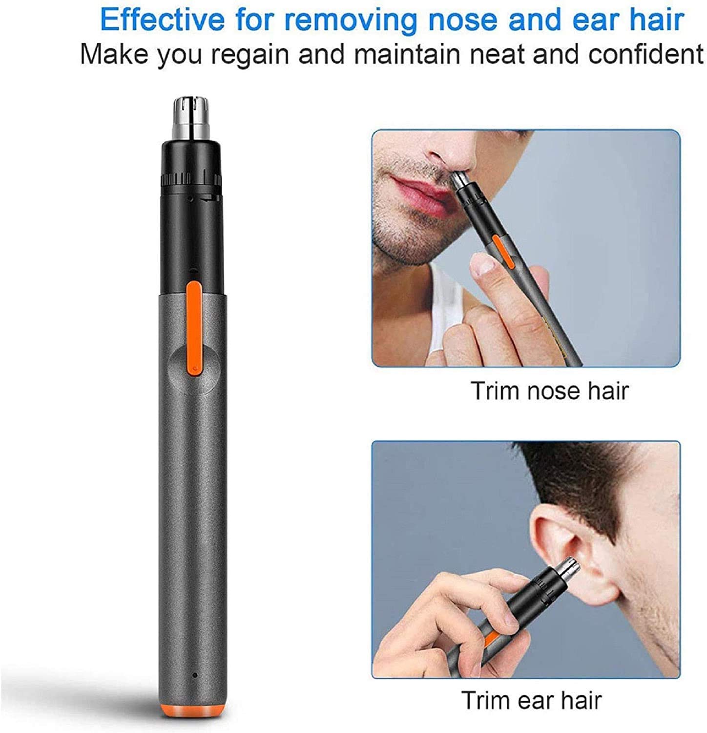 USB Rechargeable Nose Ear & Eyebrow Trimmer - Waterproof Painless Facial Hair Remover for Men & Women - Perfect for Travel, Grooming & Personal Care