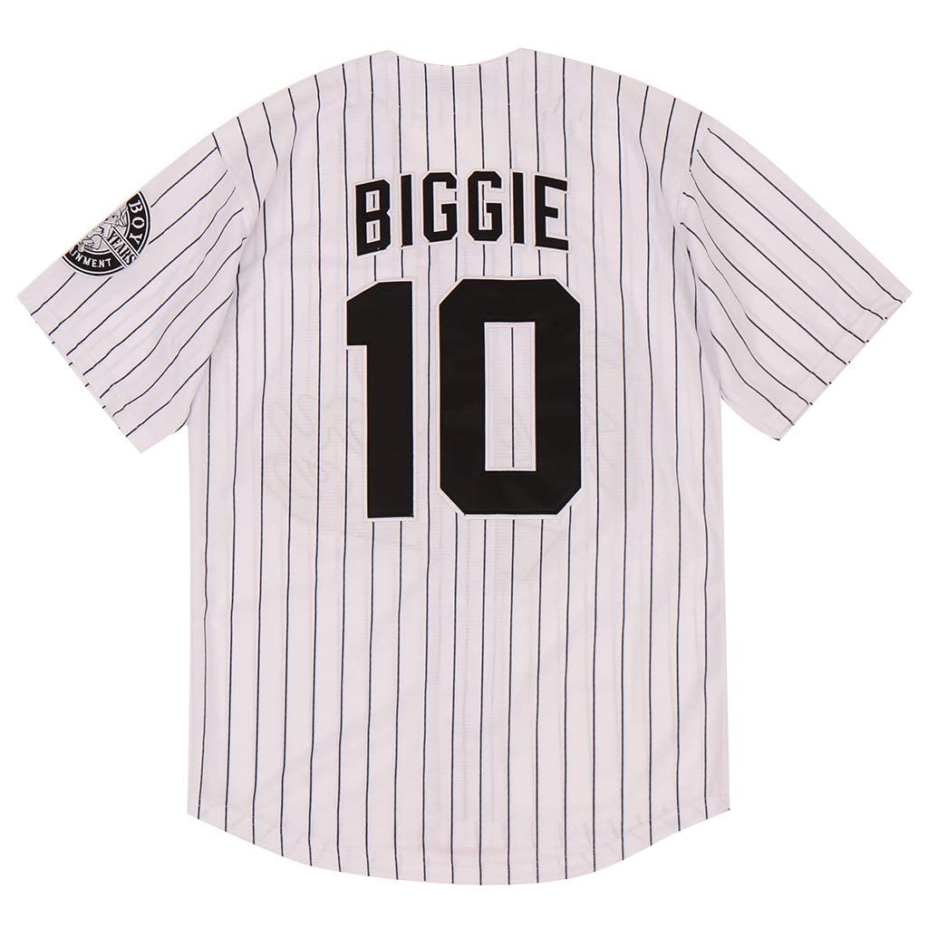 Youth #10 Smalls Bad Boy Jersey - Boys Hip Hop Short Sleeve Baseball Shirt in White & Black - Perfect for Streetwear, Concerts, and Sports Events