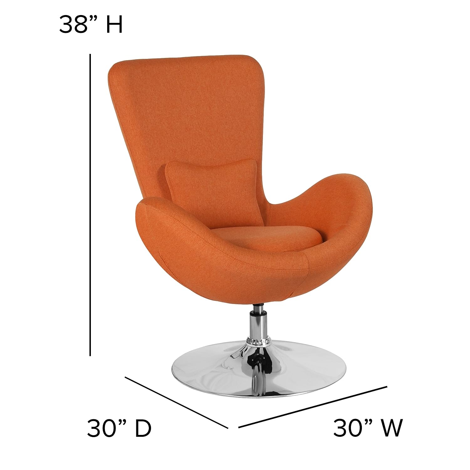 Flash Furniture Egg Series Orange Fabric Side Reception Chair - Modern Office Chair for Waiting Room, Lobby, and Reception Area - Comfortable & Stylish Seating Solution