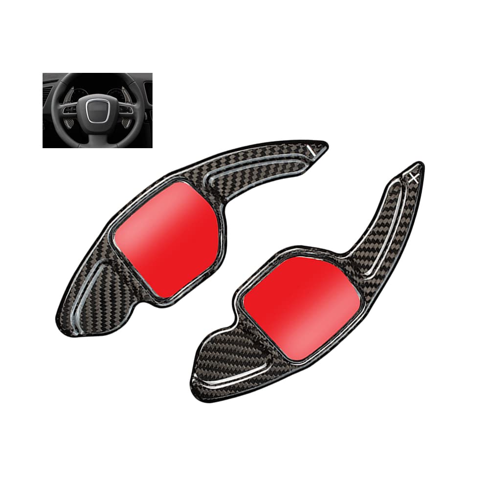 Premium Carbon Fiber Steering Wheel Paddle Shifter Extensions for Audi Q5 A8 A6 A4L Q7 - Black Car Accessories | Enhance Driving Experience & Sporty Look