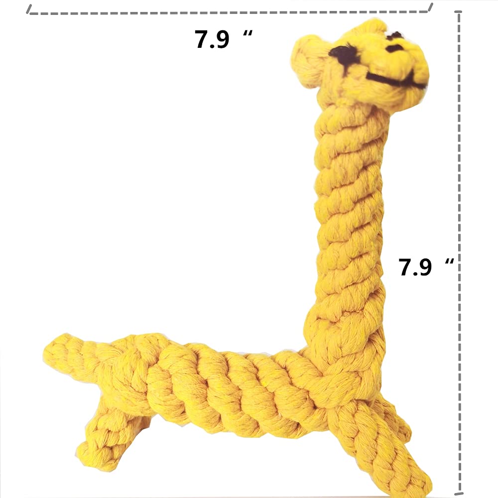 ADUCK Pet Puppy Dog Cotton Rope Chew Toys for Teeth Cleaning - Elephant & Giraffe Design - Durable Puppy Teething Toys for Small & Medium Dogs - Perfect for Indoor Play & Dental Health Care