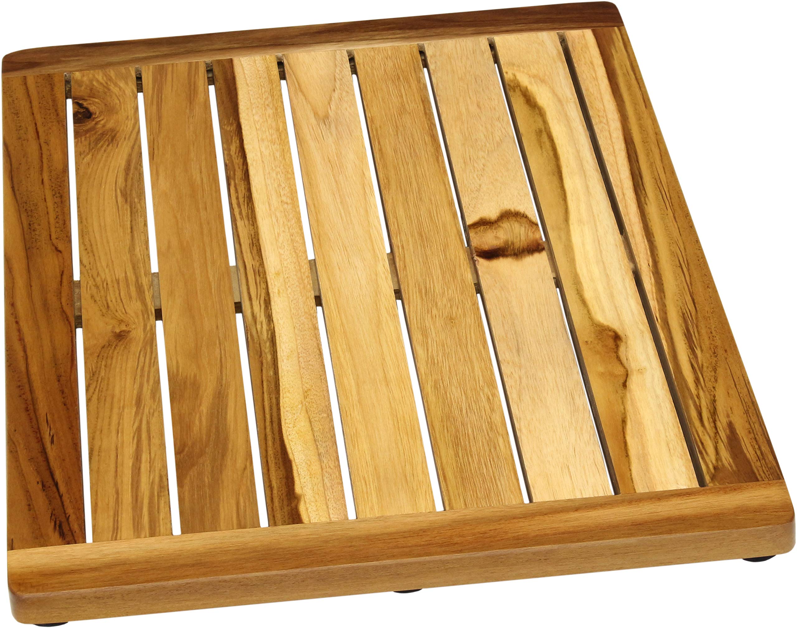 Premium Teak Wood Bath & Shower Mat - Natural Spa Shield for Wet Areas - Non-Slip Wooden Floor Mat for Bathroom, Shower, Poolside & Sauna Use