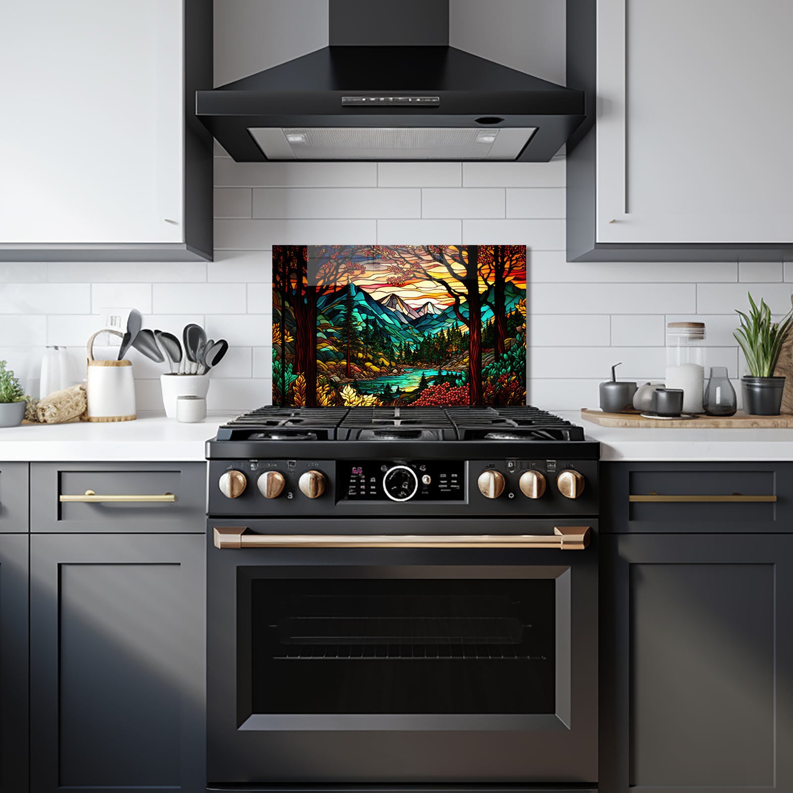 Stained Nature Glass Splashback - Elegant Kitchen Backsplash for Modern Homes | Perfect for Stoves, Countertops & Home Decor