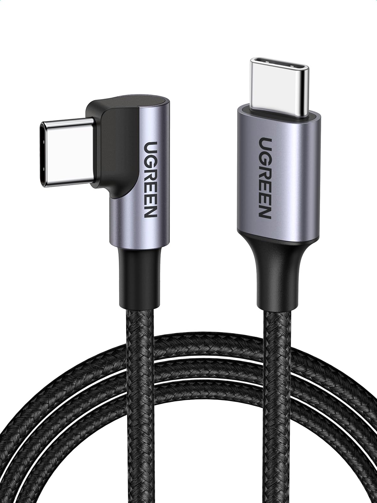 UGREEN 60W USB C Fast Charger Cable - Right Angle Type C to C Charging Cord for iPhone 16/15 Pro Max, Galaxy S24 Ultra, Pixel 9, iPad Pro 2024/Air 5, MacBook Pro (1M/3.3ft) - Perfect for Travel, Office & Home Charging