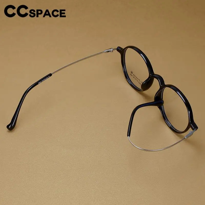 CCspace Unisex Full Rim Round TR90 Titanium Eyeglasses 57098 - Lightweight & Durable Glasses for Work, Reading & Everyday Use