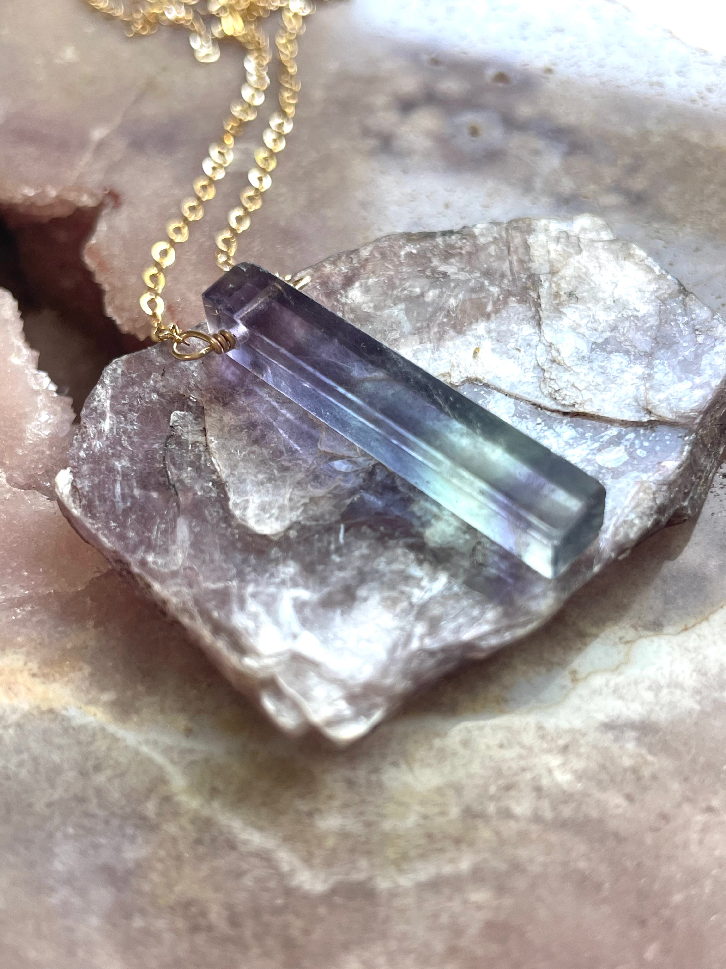 Natural Fluorite Crystal Pendant Necklace for Women – Healing Stone Jewelry for Energy Balance & Stress Relief | Perfect for Meditation, Yoga & Spiritual Gifts