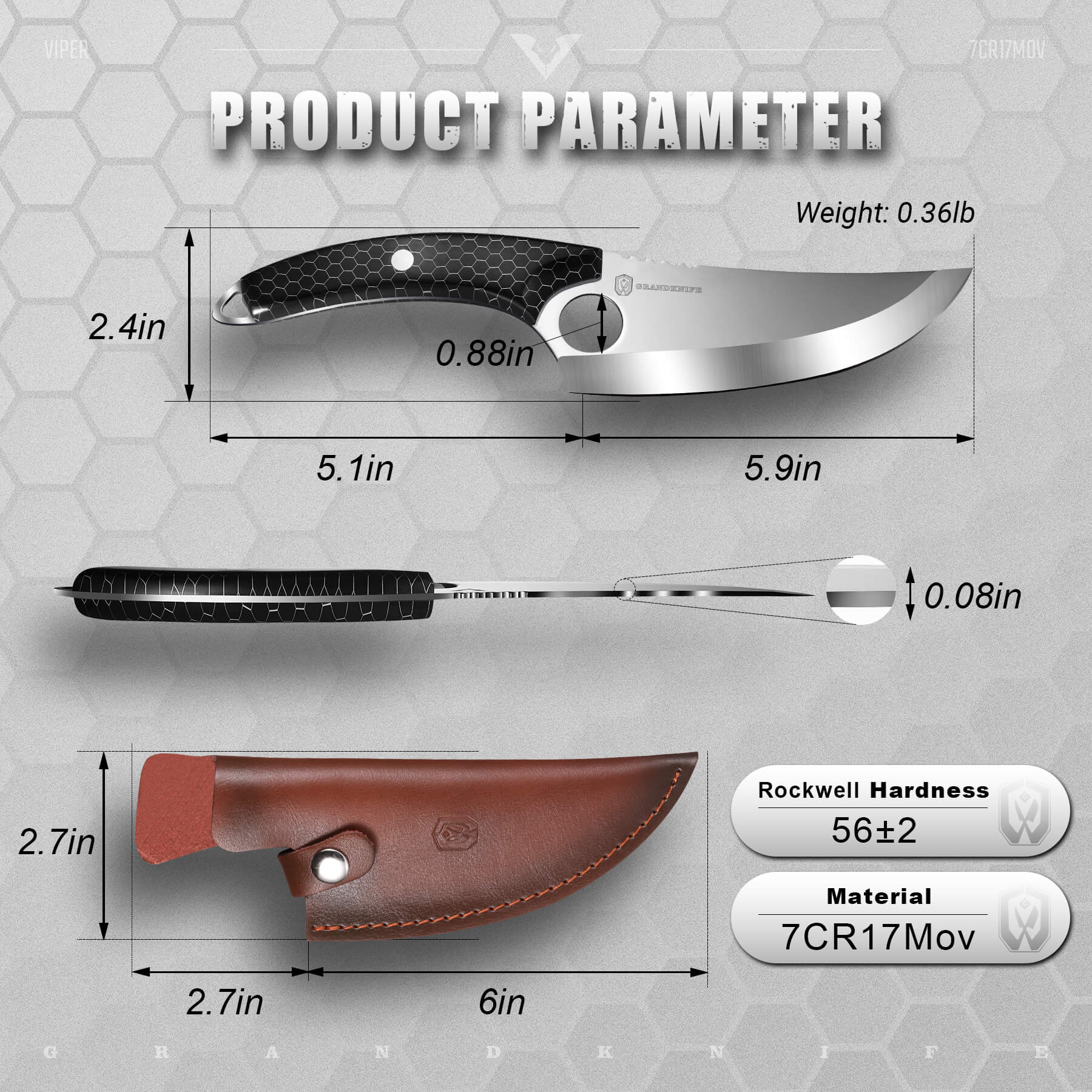 Premium Viper Boning Knife 6 Inch - Professional Stainless Steel Blade for Meat, Poultry & Fish - Perfect for Butchers, Chefs & Home Cooking