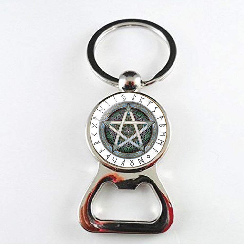 Occult Pentagram Bottle Opener - Inverted Pentagram Charm Jewelry, Handmade Gothic Art Photo Pendant for Wiccan Rituals & Alternative Fashion Accessories