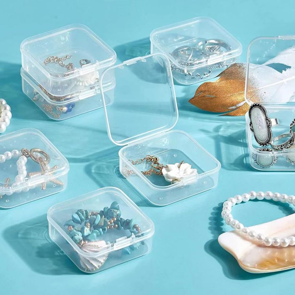 Clear Mini Plastic Bead Storage Organizer Box - 13-Piece Transparent Jewelry Bead Containers with Lids for Crafting, DIY, and Jewelry Making Supplies