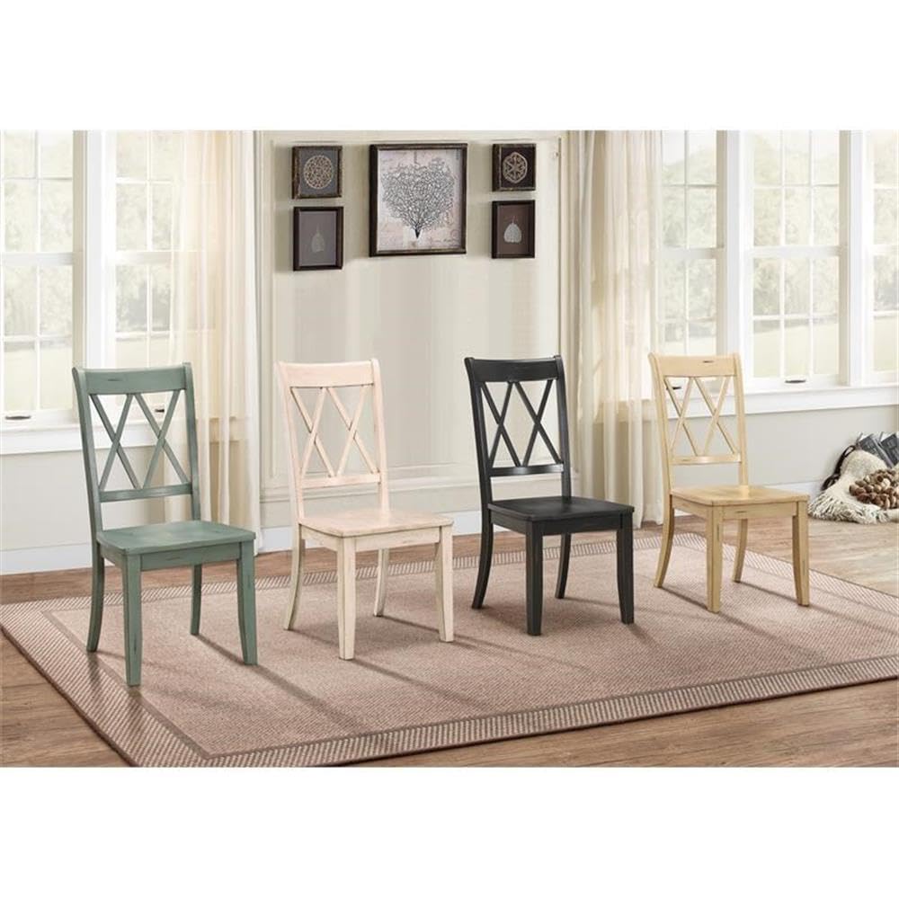 Pemberly Row Contemporary Wood Dining Room Side Chairs in Buttermilk (Set of 2) - Modern Kitchen & Dining Room Accent Chairs for Home Decor