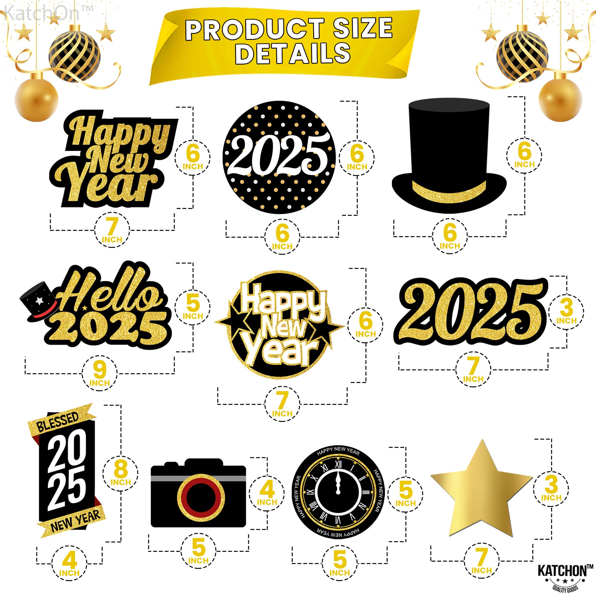KatchOn 30-Pack Shiny Happy New Year Hanging Swirls - 2025 New Year's Eve Party Supplies & Decorations for Home, Office, and Festive Celebrations