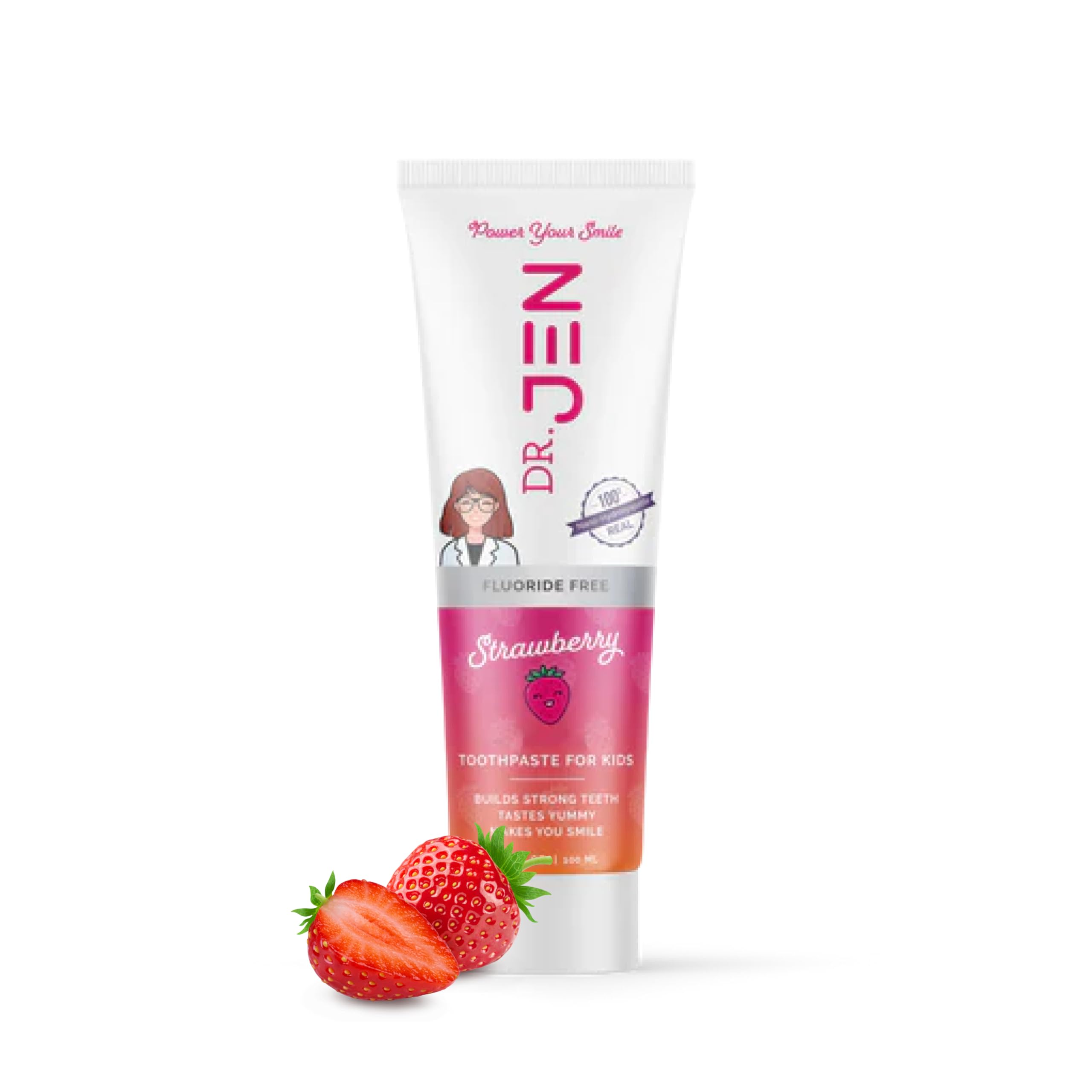 Dr. Jen Kids Toothpaste with 10% Nano Hydroxyapatite - Fluoride-Free, Whitening & Sensitive Teeth Support for Children (Strawberry Flavor) | Gentle Dental Care for Kids, Perfect for Daily Brushing & Cavity Prevention