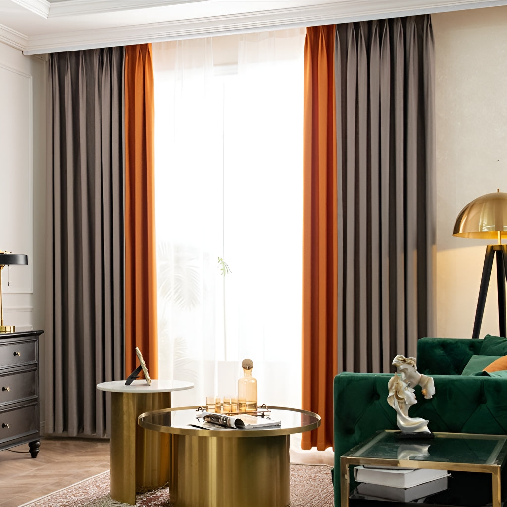 Reese Color Block Soundproof & Thermal Blackout Custom Curtains - Noise Reducing & Energy Efficient Window Treatments for Bedroom, Living Room & Home Theater