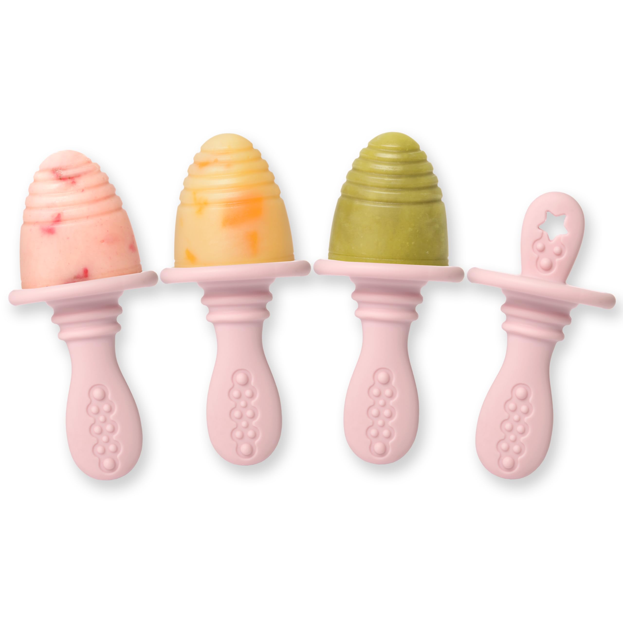 PrimaStella Silicone Baby Popsicle Mold - BPA Free Teething Toy for Infants 4+ Months | Dishwasher Safe | Dusty Rose Color | Perfect for Soothing Sore Gums & Making Healthy Homemade Baby Snacks