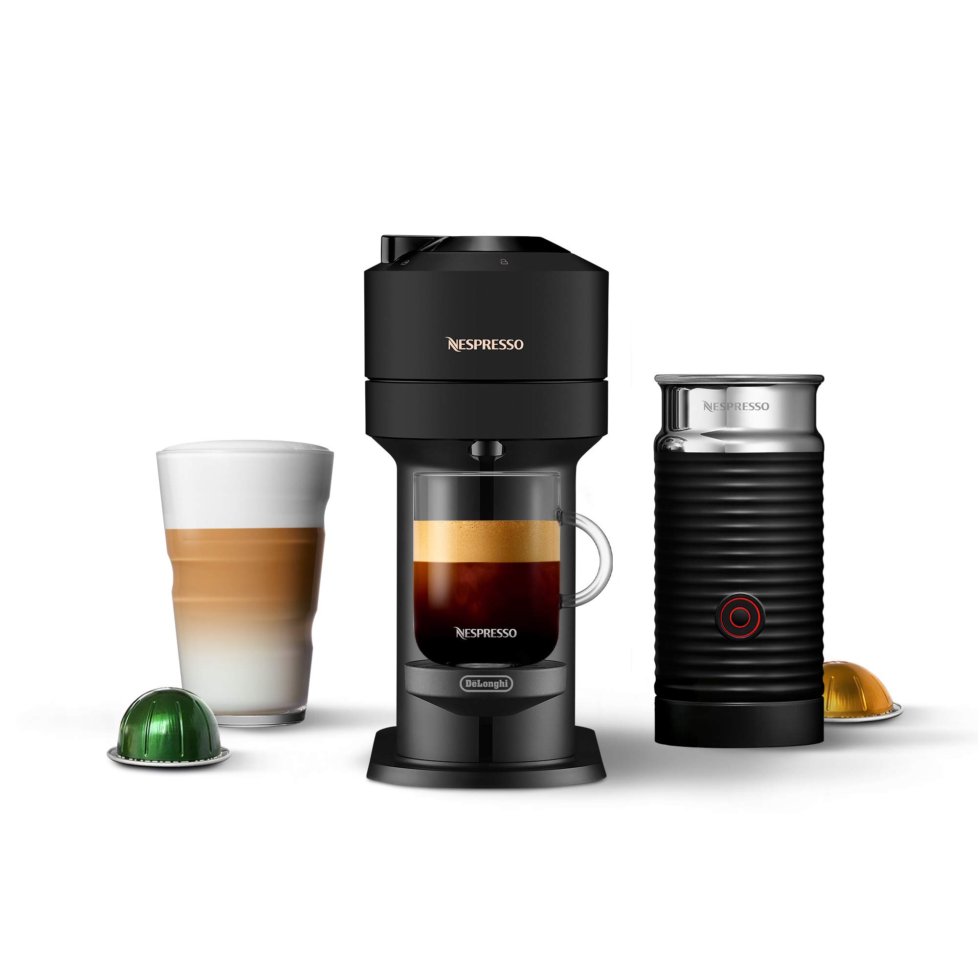 De'Longhi Nespresso Vertuo Next Coffee & Espresso Machine with Milk Frother - 18oz Matte Black Limited Edition for Home & Office Brewing
