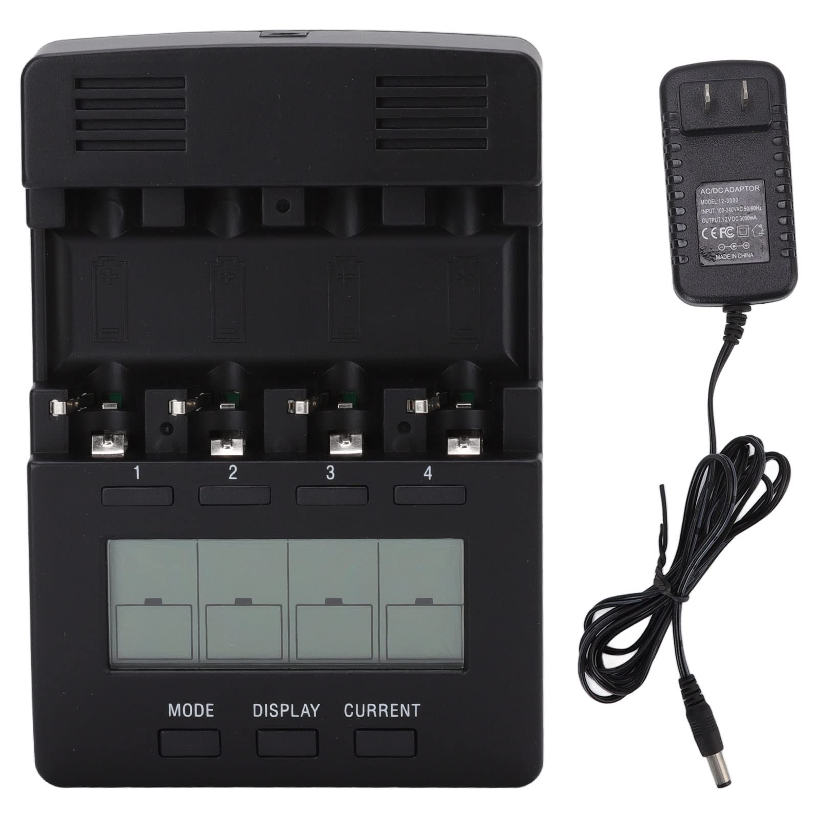 YOUTHINK LCD Display Battery Charger Analyzer - 4 Slot AA AAA NiMH NiCd Rechargeable Battery Charger | Perfect for Home, Office & Travel Use with Digital Capacity Check