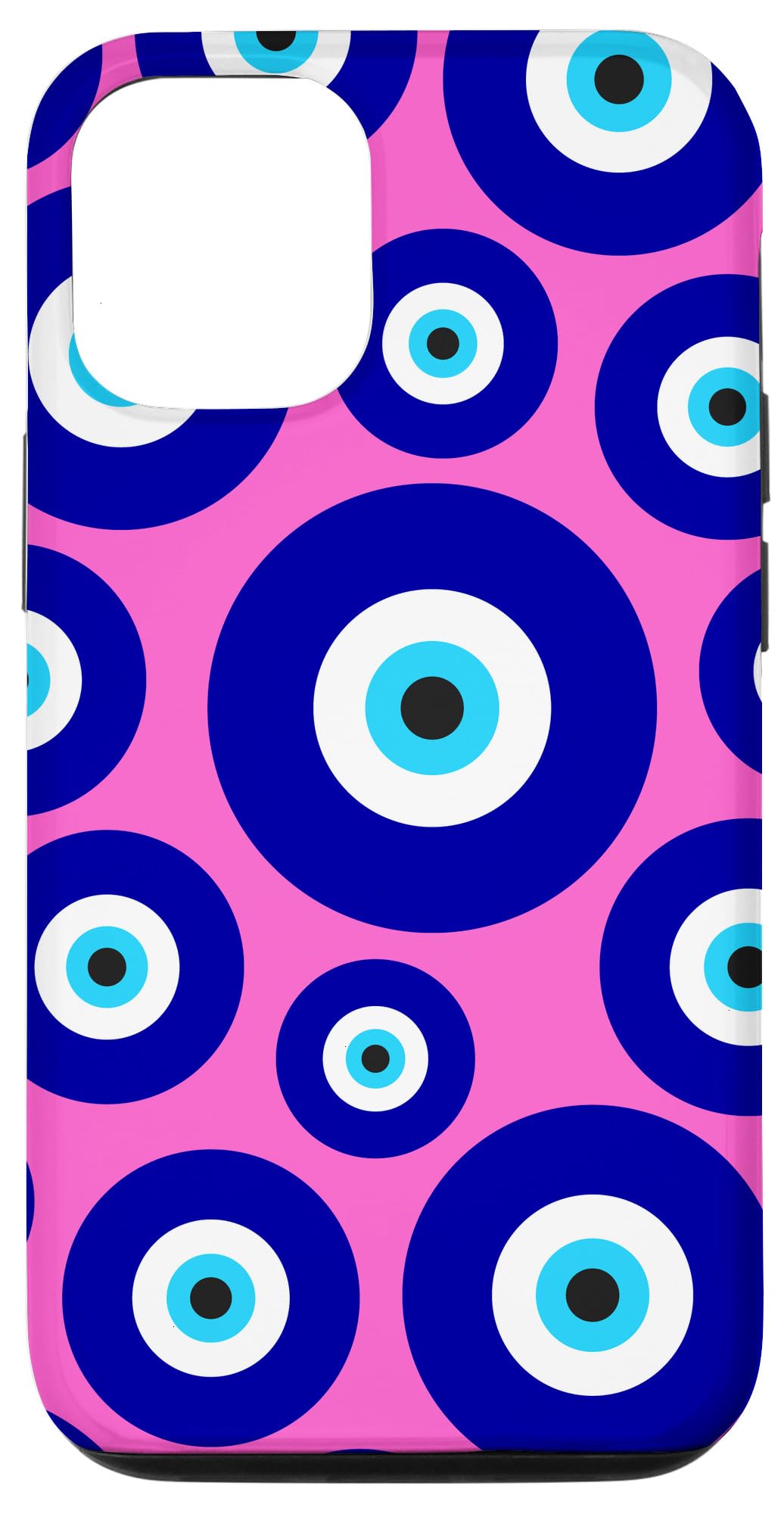 iPhone 12/12 Pro Case - Evil Eye Protection in Blue & Pink | Slim Protective Cover for Everyday Use | Perfect for Work, Travel & Night Out