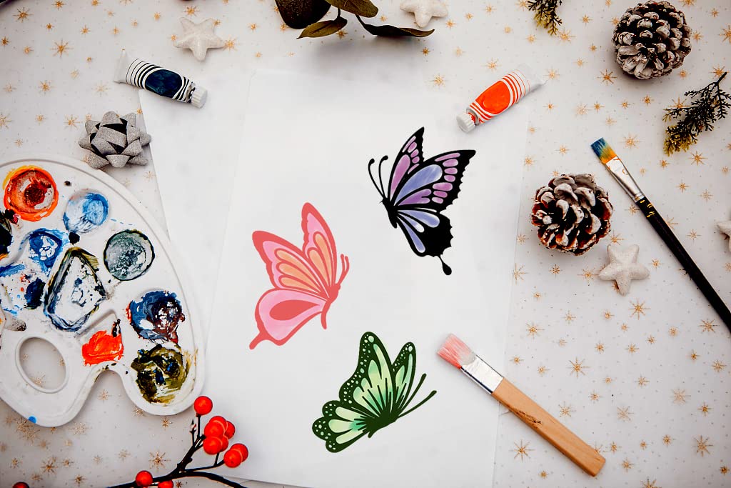 Butterfly Clear Stamps for Card Making & Scrapbooking - Spring Floral Background Rubber Stamps for DIY Journaling, Bullet Journal, Handmade Crafts & Notebook Decoration - Perfect for Spring Cards, Wedding Invitations & Scrapbook Pages
