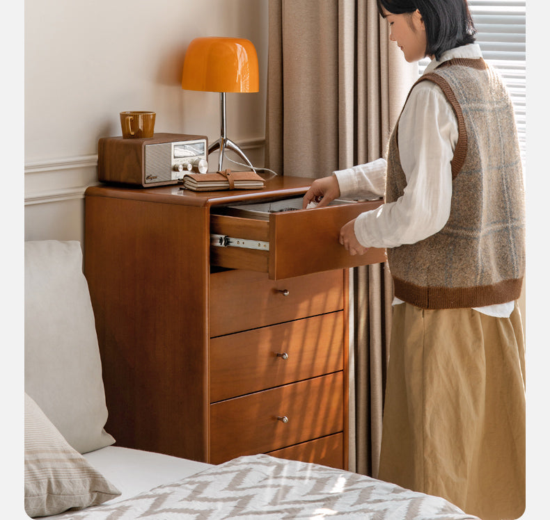 Solid Wood Poplar Dresser - 5-Drawer Storage Chest for Bedroom, Living Room & Office - Natural Wood Finish for Home Organization & Decor