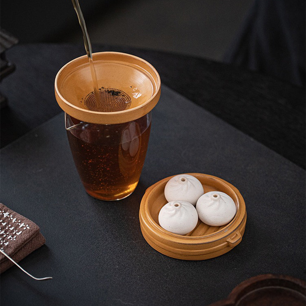 Premium Ceramic Xiaolongbao Tea Strainer Set - Fine Mesh Infuser for Loose Leaf Tea, Herbal Tea, and Blooming Tea - Perfect for Home, Office, and Tea Ceremonies