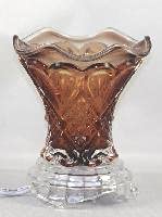 Brown Flared Glass Electric Aroma Lamp - Essential Oil Diffuser & Wax Tart Warmer for Home, Office, Spa Relaxation and Aromatherapy