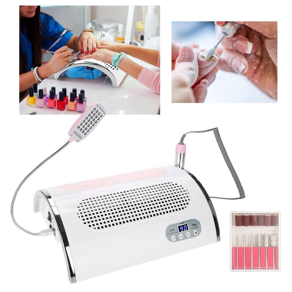 4 in 1 Professional Electric Nail Drill Kit - 54W Nail Polisher, UV LED Dryer & Dust Collector for Manicure & Pedicure | Salon & Home Use | Perfect for Nail Art, Acrylics & Gel Polish Application