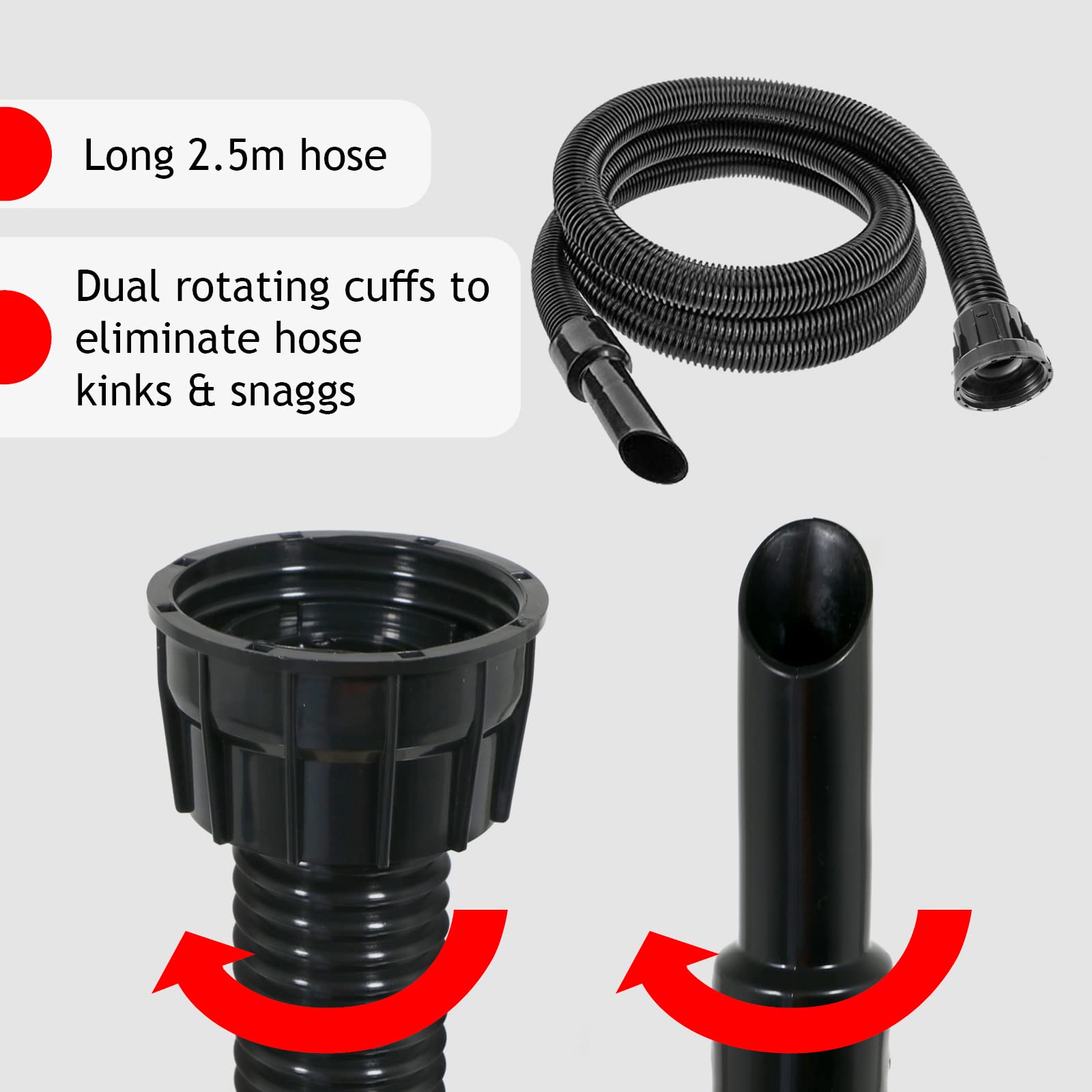 SPARES2GO Vacuum Cleaner Tool Brush Kit - Compatible with Numatic Henry & Hetty Models (2.5m Cable) | Replacement Accessories for Deep Cleaning Carpets, Upholstery & Hard Floors