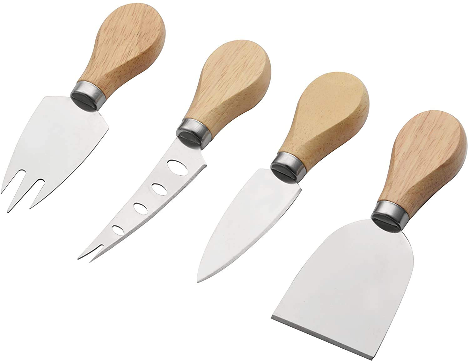 Premium Bamboo Cheese Board Set with 4 Stainless Steel Knives - Elegant Square Charcuterie Serving Tray with Pull-Out Drawer - Perfect for Cheese Platters, Charcuterie Boards, Picnics, Dinner Parties & Holiday Gifts - Pack of 4