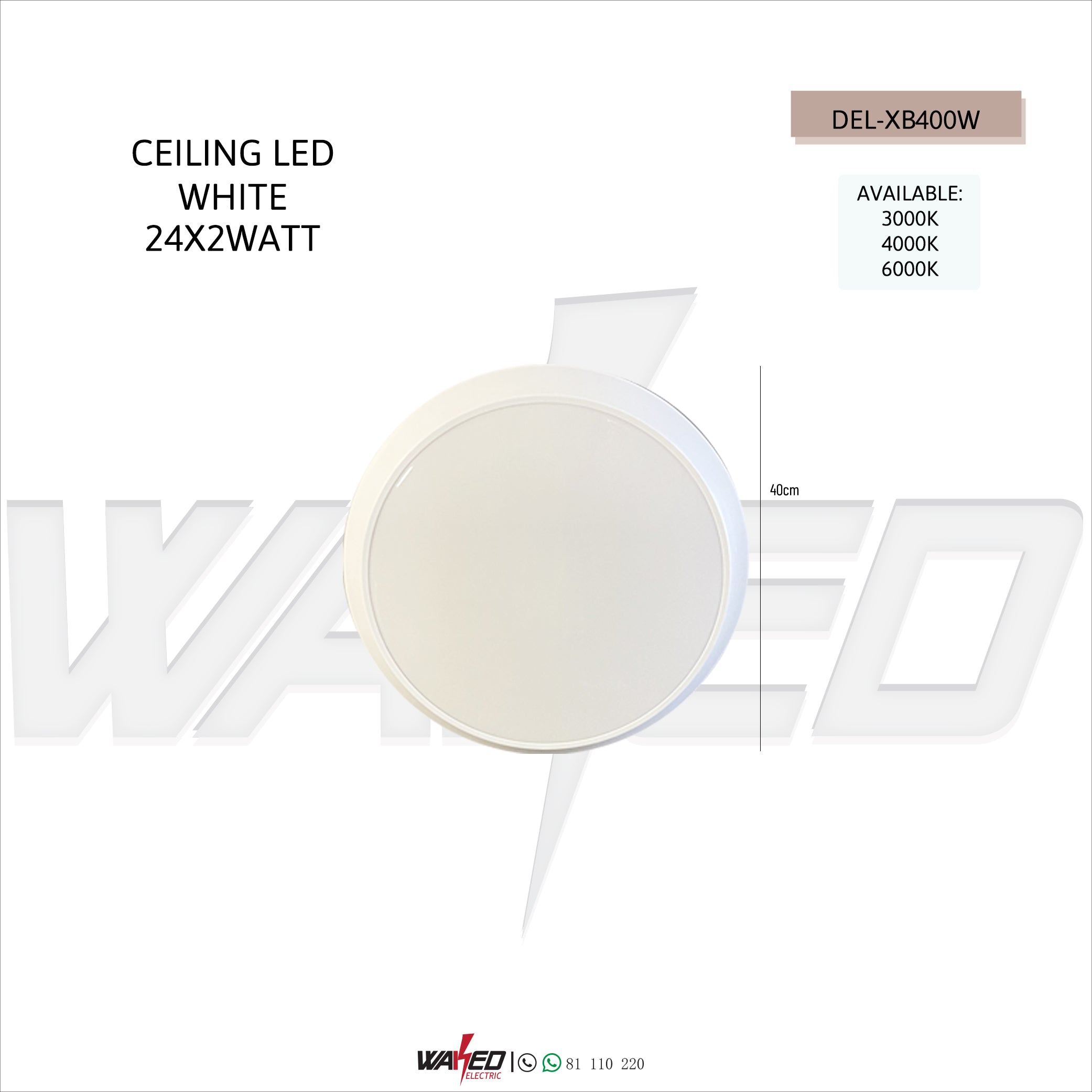 40cm Round LED Ceiling Light - Energy Efficient Modern Lighting for Home, Office & Bedroom - Dimmable Bright White Light for Ambient & Task Lighting