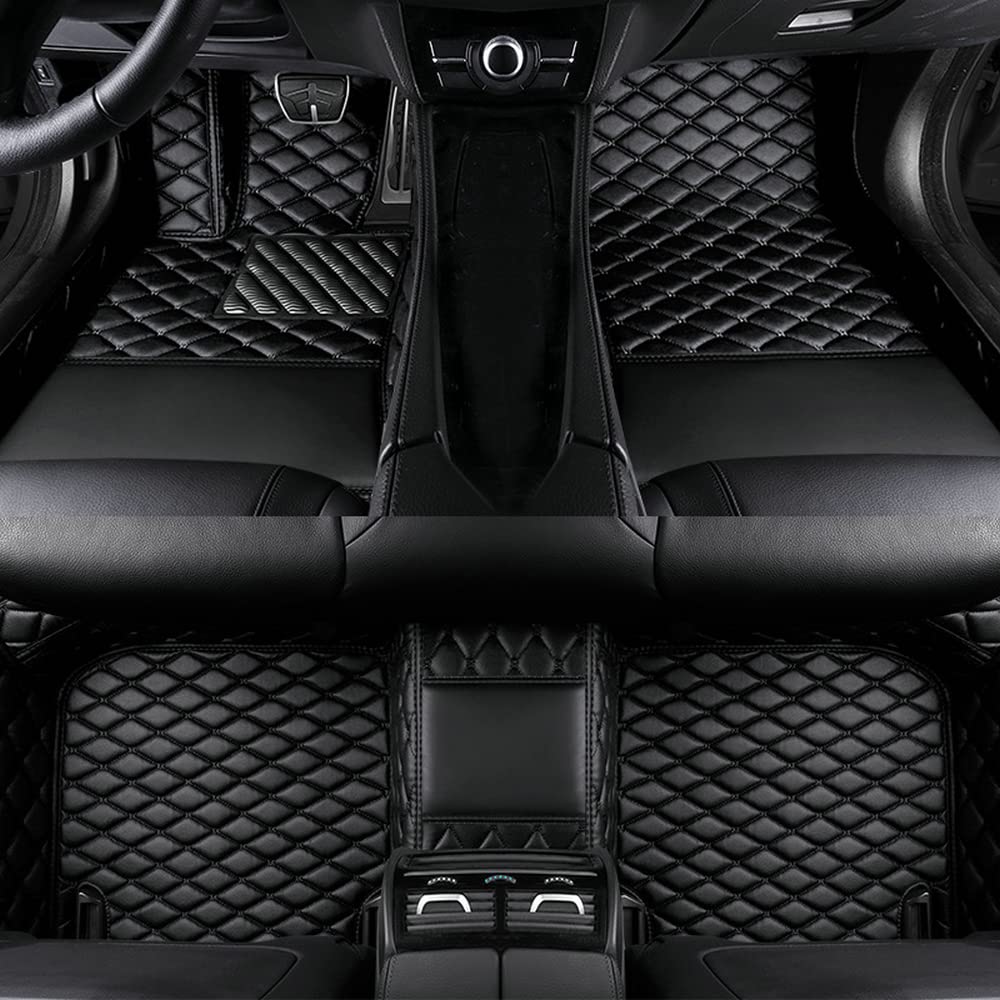 Premium Custom All-Weather 3D Luxury Leather Car Floor Mats - Perfect Fit for Cars, SUVs & Trucks | Waterproof & Durable Protection | Ideal for Daily Commute, Road Trips & Off-Road Adventures (Black)