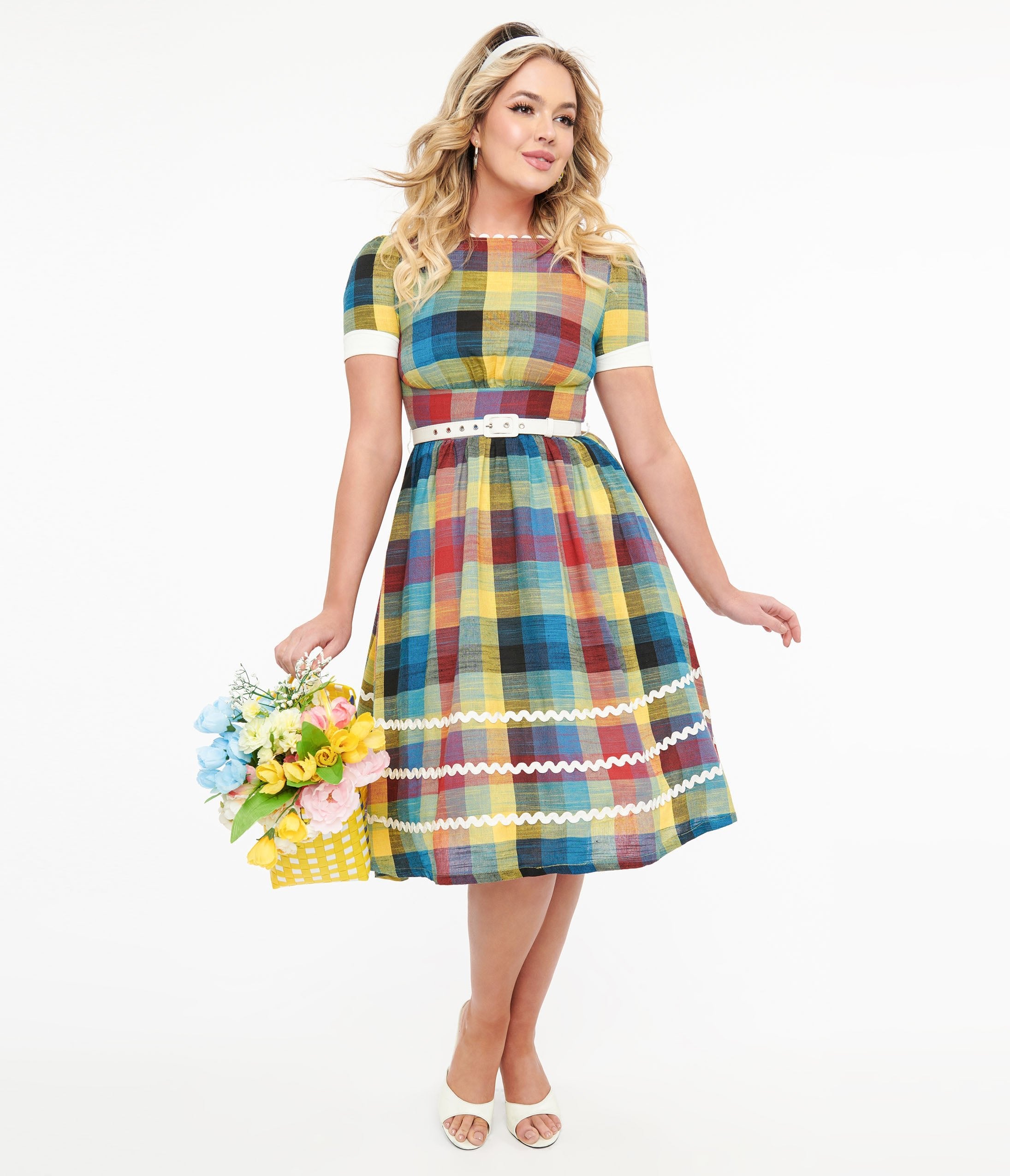 Vintage 1950s Plaid Swing Dress - Retro Cotton A-Line Dress for Women | Perfect for Cocktail Parties, Tea Dances & Pin-Up Photo Shoots