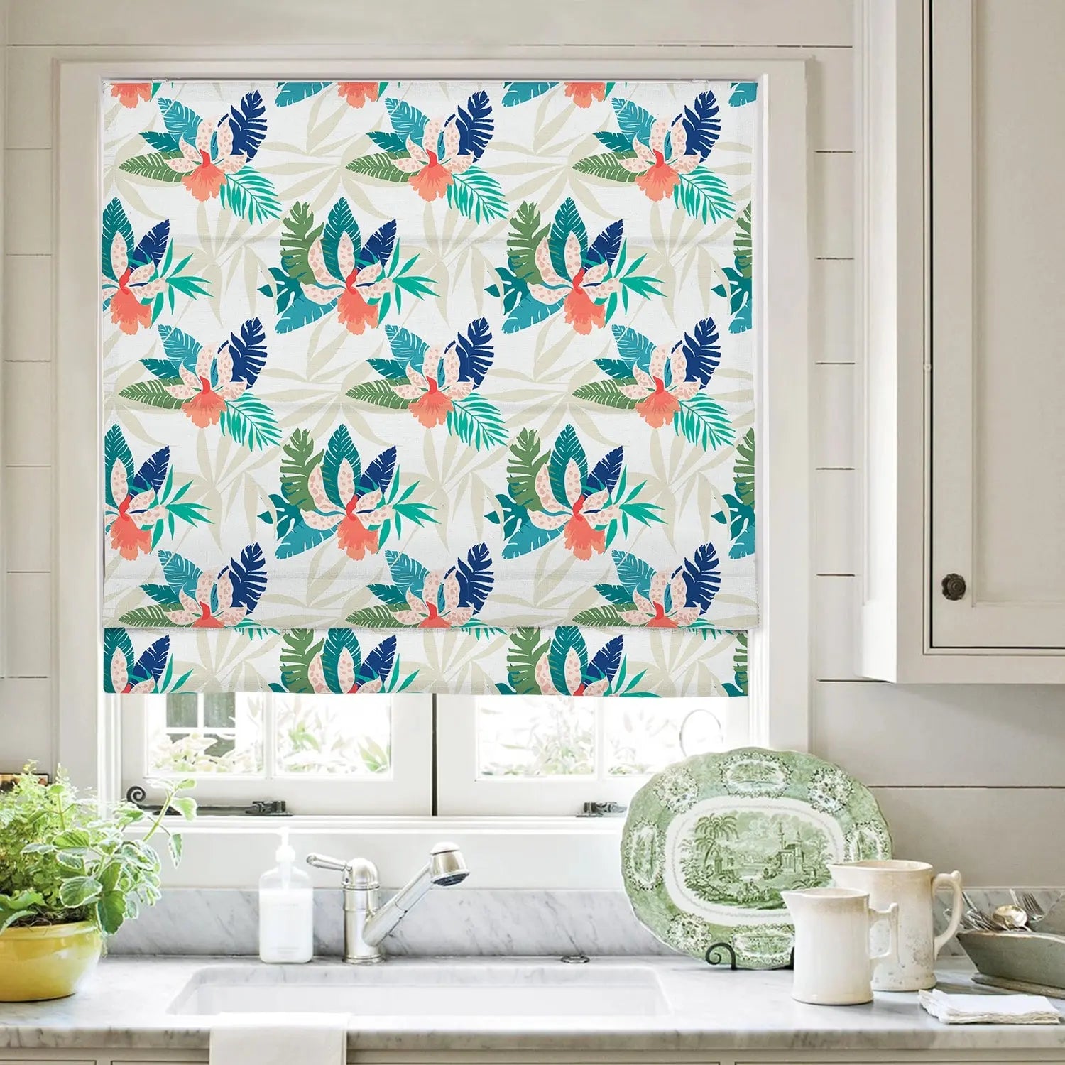 Printed Roman Shade Cord Lift - Elegant Window Treatment for Home & Office Decor | Easy Pull Cord System for Roman Blinds | Perfect for Living Rooms, Bedrooms & Offices