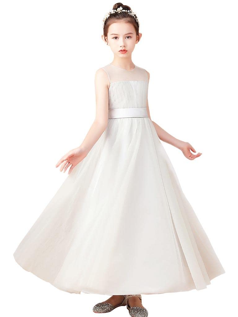 Chifar Elegant Flower Girl Dresses for Wedding - Simple Empire Waist Sheer Straps Princess Gown for Bridesmaid, Formal Prom & Special Occasions | Perfect for Church Ceremonies, Garden Weddings & Birthday Parties