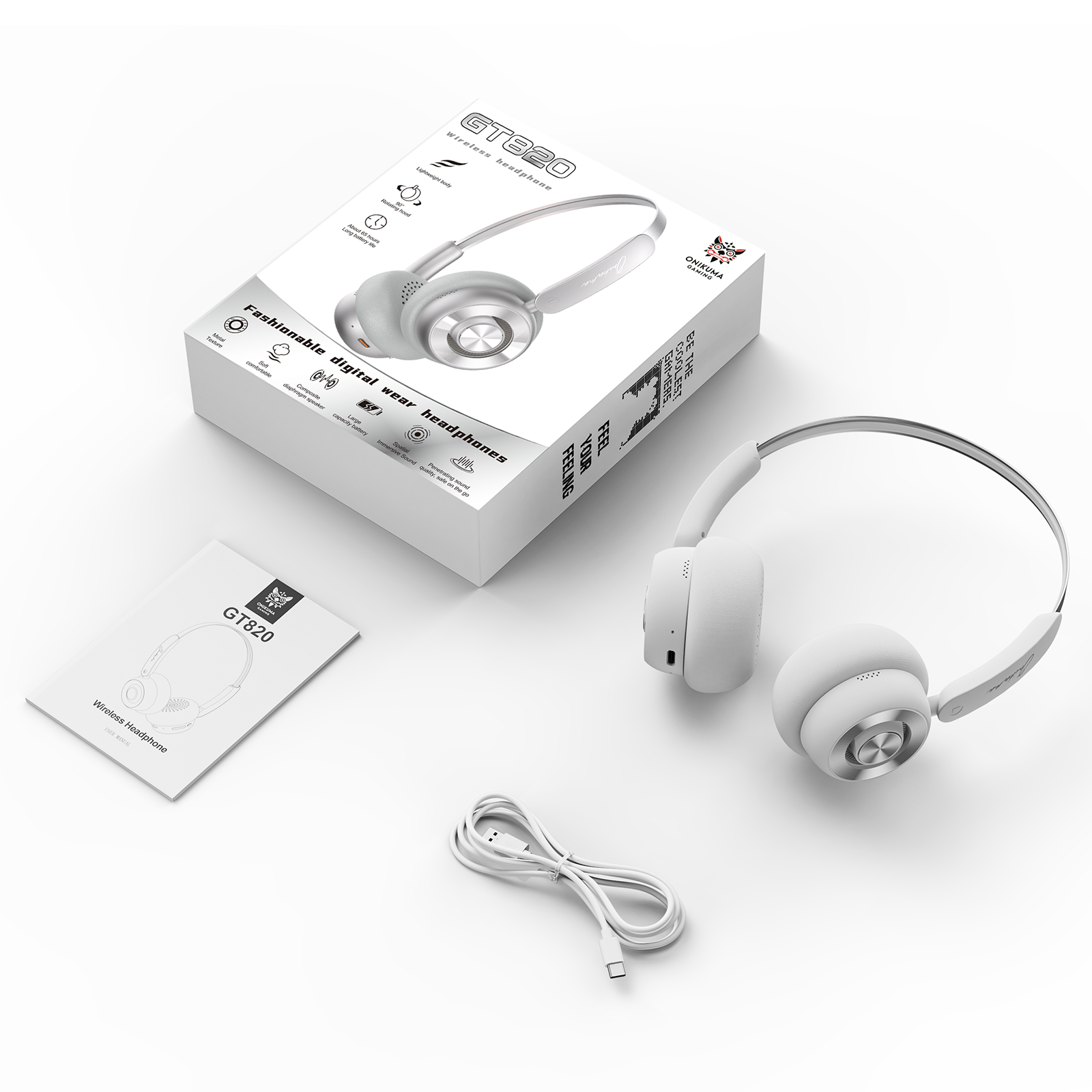 ONIKUMA GT820 Wireless Bluetooth Headphones - Lightweight Over-Ear Gaming Headset with Mic for PC, PS5, Xbox - Perfect for Gaming, Music & Online Classes