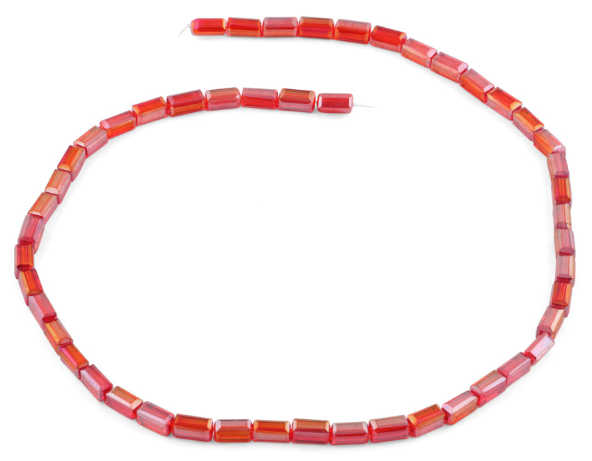 4x8mm Red Rectangle Faceted Crystal Beads for Jewelry Making - DIY Bracelets, Necklaces & Craft Projects - Sparkling Glass Beads for Scrapbooking, Home Decor & Gift Making