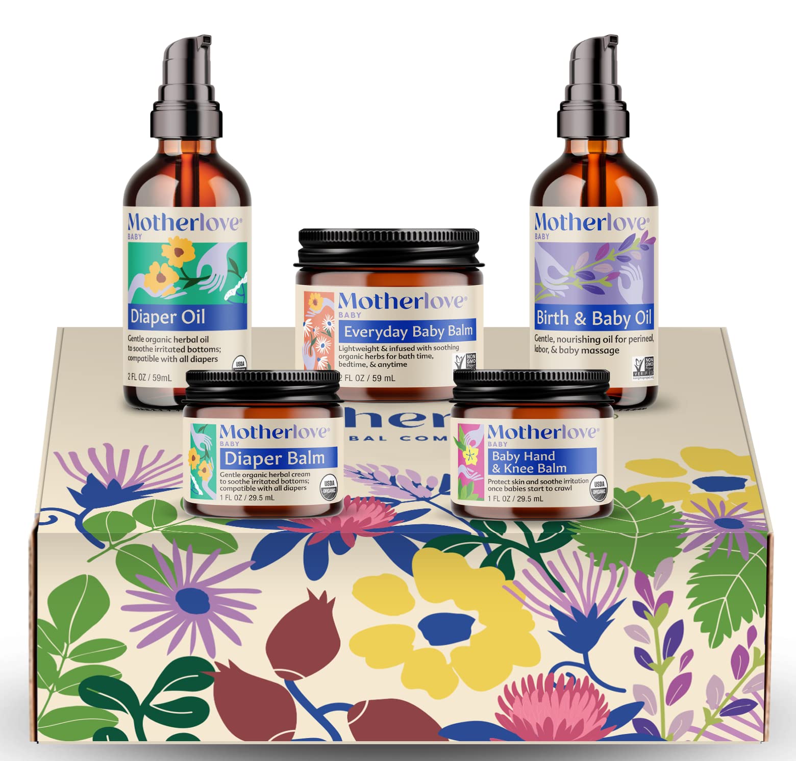 **Motherlove Baby Body Care Gift Set - Gentle & Natural Newborn, Infant & Toddler Skincare - Perfect Baby Shower Gift & Nursery Essential for Daily Bath & Moisturizing**