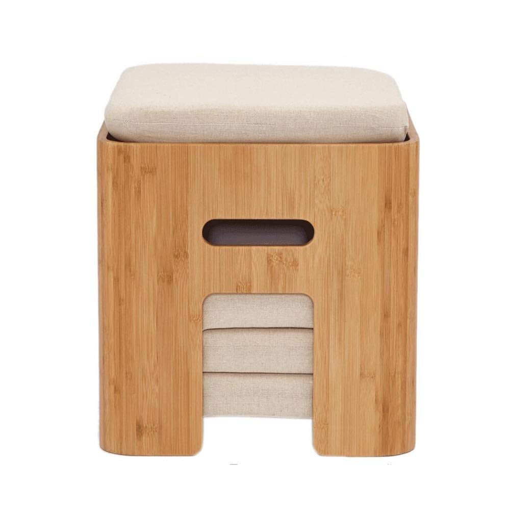 YUMEIGE Small Bamboo Coffee Table - Square Tatami Table with Storage & 4 Sponge Cushions - Modern Living Room Furniture for Home Decor, Tea Time & Relaxation (Coffee Table + 4 Cushions)