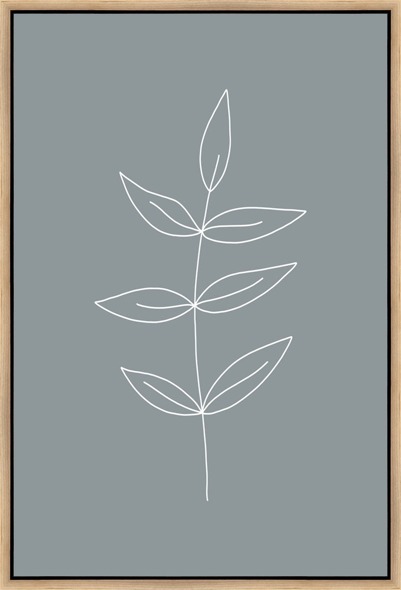 Minimalist Leaves Blue Gallery Wrap Canvas Art - Handmade Modern Wall Decor for Living Room, Bedroom & Office - Perfect for Home & Office Decor