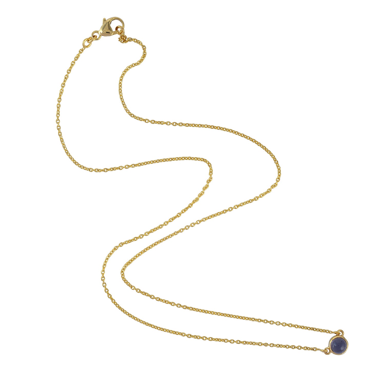 Iolite Gemstone Princess Cut Necklace in Yellow Gold - Elegant Bezel Set Jewelry for Women | Perfect Gift for Her, Birthday, Anniversary & Special Occasions