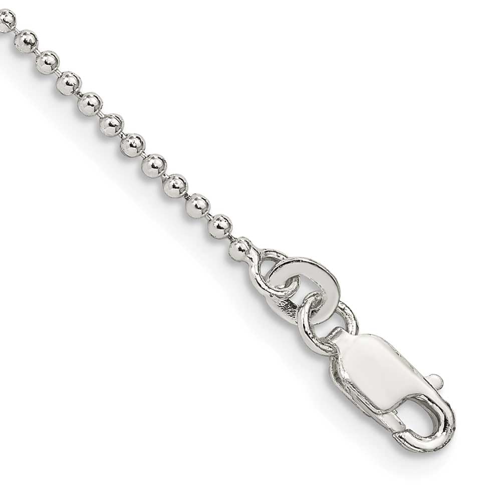 1.5mm Sterling Silver Beaded Chain Anklet - Dainty Ankle Bracelet for Women, Perfect for Everyday Wear & Beach Outfits