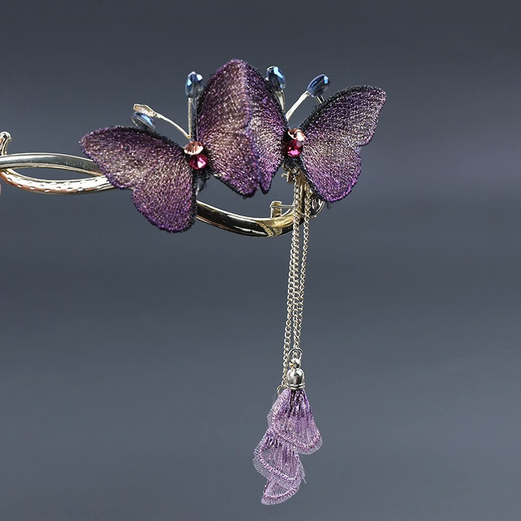 Butterfly Tassel Hair Clip for Women & Girls - Styling Hair Accessories for Thick & Thin Hair - 12.5cm x 5cm Purple Hairpin - Perfect for Parties, Weddings & Everyday Wear