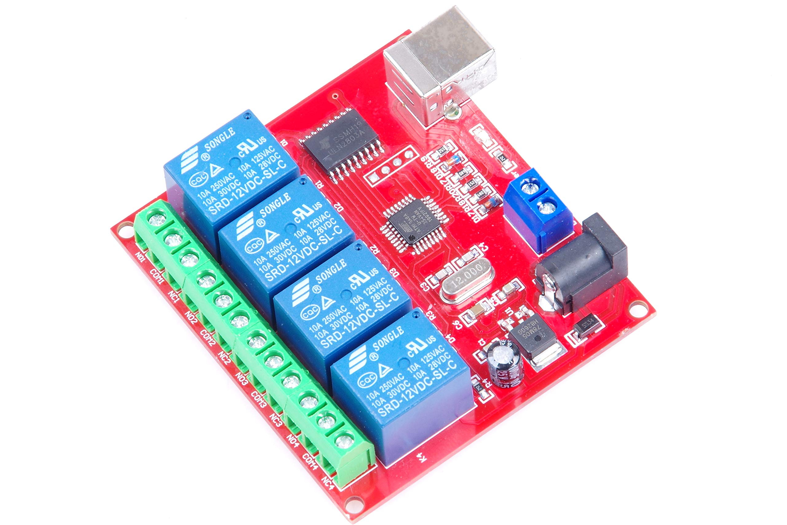12V 4-Channel USB Relay Module - Plug & Play PC Smart Controller for Home Automation