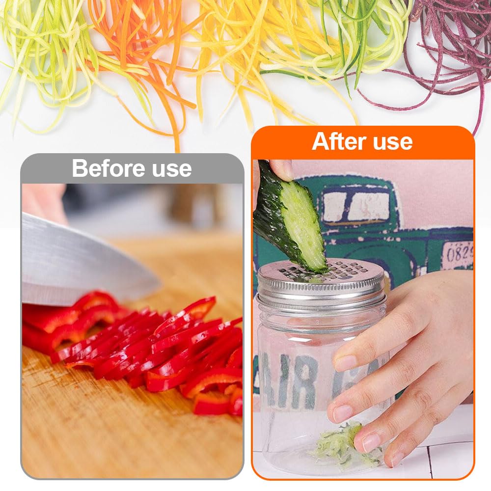 2024 Upgraded Mason Jar Grater Lid - Multipurpose Shredder & Food Storage Container for Kitchen, Vegetables, Cheese & Lemon | Durable Canning Lids with Grinder (2.75+3.42 Inch) | Perfect for Meal Prep, Canning & DIY Projects